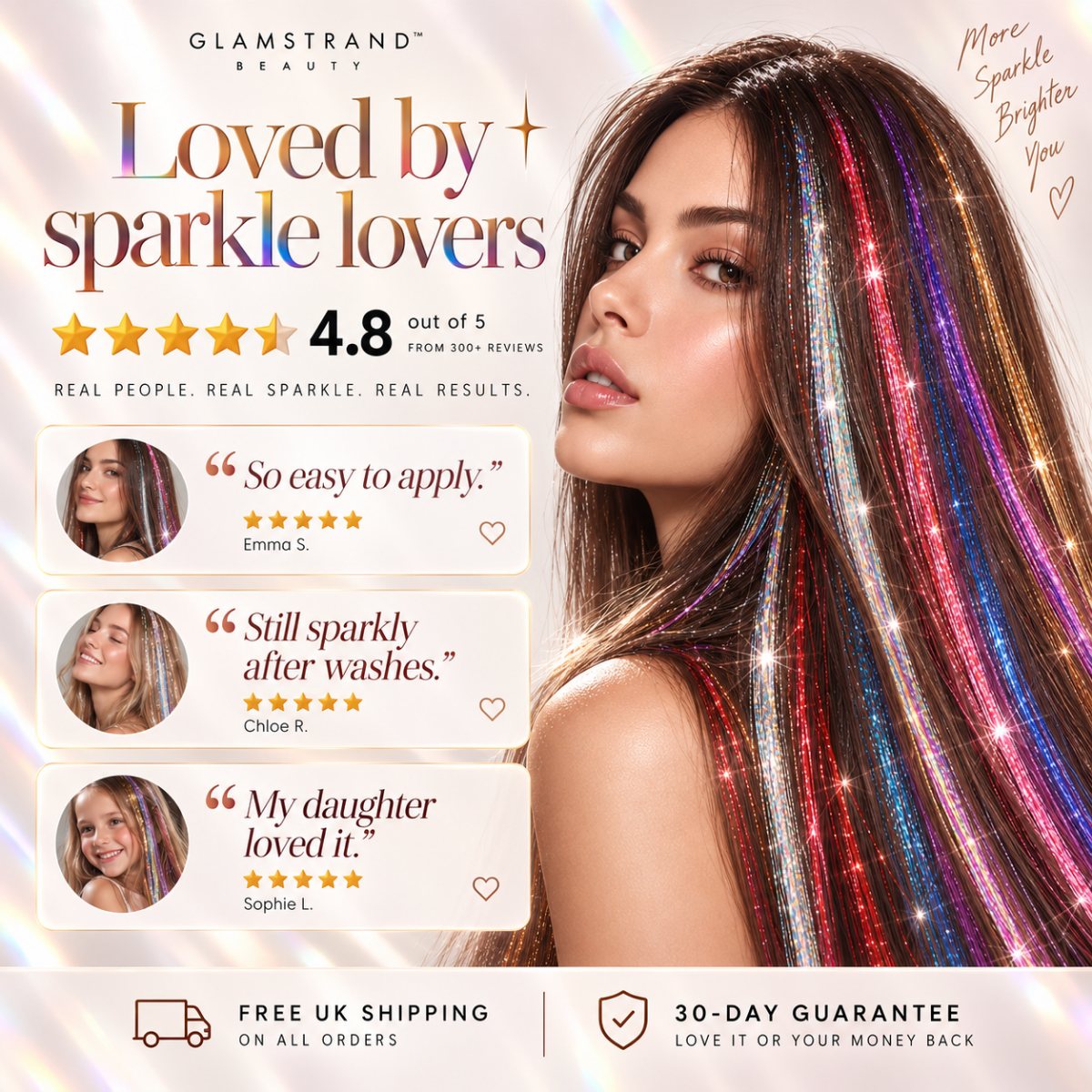 Loved by sparkle lovers: 4.8 out of 5 from 300+ customer reviews, free UK shipping and a 30-day guarantee